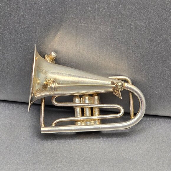 VTG Taxco Sterling Silver French Horn Brooch 2.25" TC-48 Mexico 26.87g Musician - Picture 4 of 12